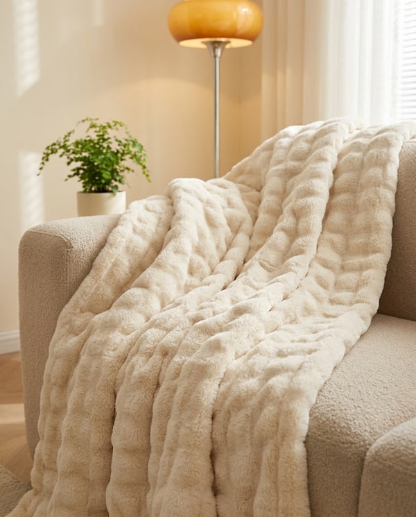 Soft Velvet Fleece Blanket, Thick Plush Throw