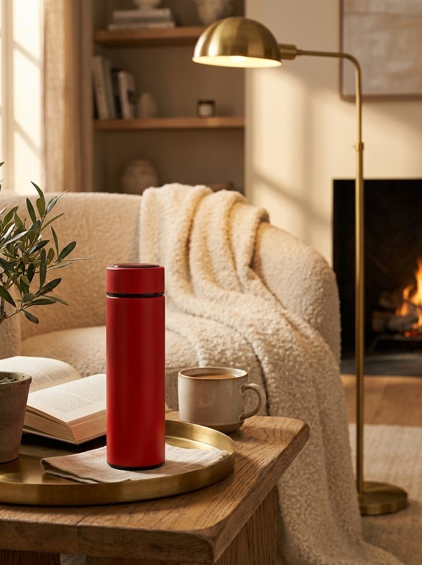 Smart stainless steel water bottle with LED temperature display, view 3