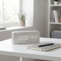 Wooden LED Digital Alarm Clock with Temperature Display