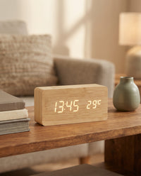 Wooden LED Digital Alarm Clock with Temperature Display
